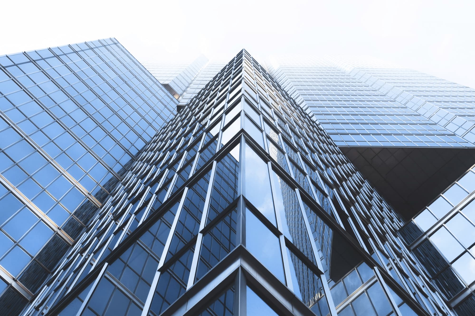 Bottom view of a tall building